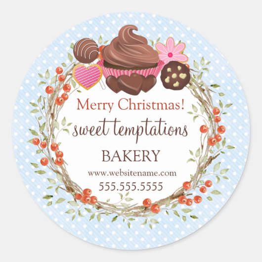 Kerstfeestdag Berry Wreath Assorted Desserts Ronde Sticker (Voorkant)
