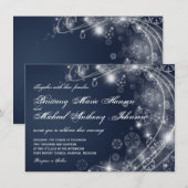 Kerstfeestdag blauw huwelijk uitnodigingen (Voorkant / Achterkant)