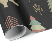 Kerstfeestdag - Bomen op zwart Cadeaupapier (Rol Hoek)