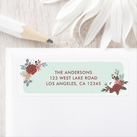 kerstfeestdag Bouquet Return-adres Etiket (Insitu)