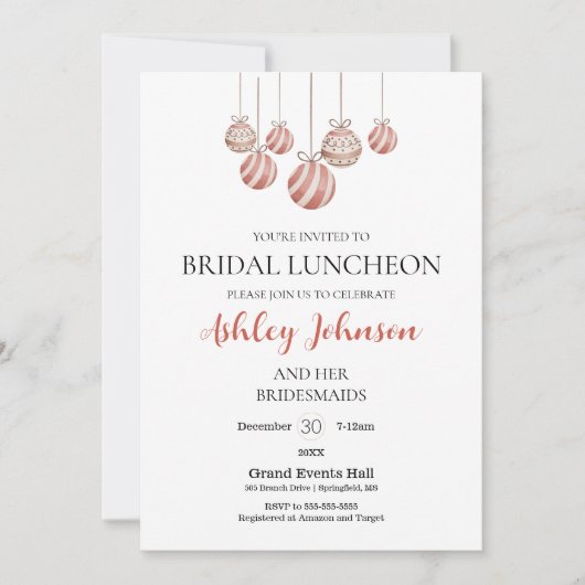 Kerstfeestdag Bridal Luncheon uitnodiging (Voorkant)