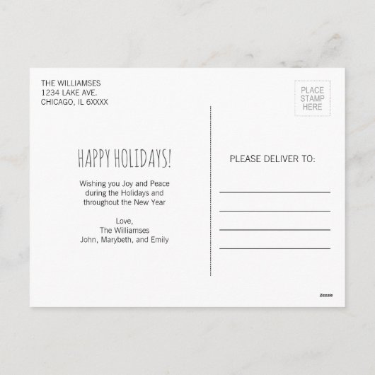 kerstfeestdag Briefkaart (Achterkant)