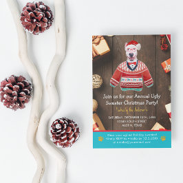 Kerstfeestdag Bull Terrier Ugly Sweater Party Kaart