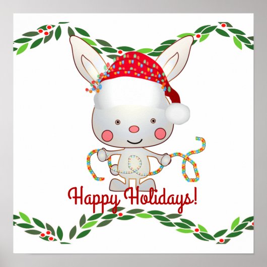 Kerstfeestdag Bunny Poster (Voorkant)