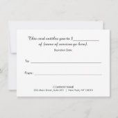 Kerstfeestdag, cadeaubon (Achterkant)