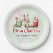 Kerstfeestdag cocktail papieren bordje (Voorkant)