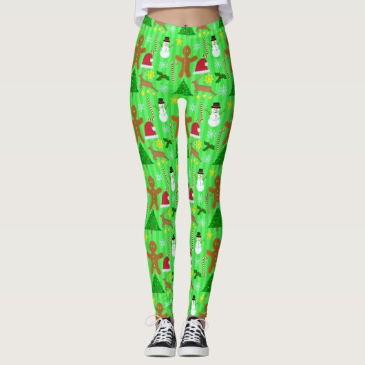 kerstfeestdag collage Ugly Sweater Pattern Leggings (Voorkant)
