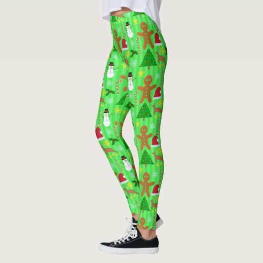 kerstfeestdag collage Ugly Sweater Pattern Leggings (Links)