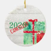 Kerstfeestdag Corona Virus 2020 Rustic Wood Keramisch Ornament (Achterkant)