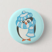 Kerstfeestdag Cute Penguin Button (Voorkant)