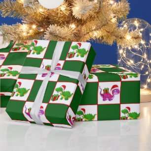kerstfeestdag, dinosauruspatroonblad cadeaupapier