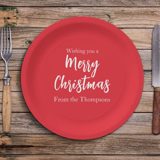 Kerstfeestdag Eenvoudig rood minimalistisch geluid Papieren Bordje