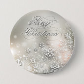 Kerstfeestdag Elegant Snowflake Button (Voorkant)