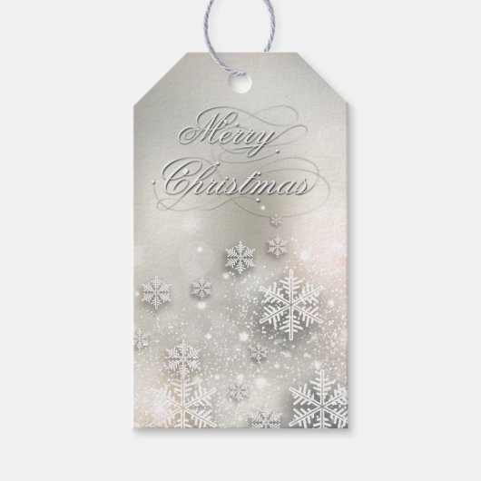 Kerstfeestdag Elegant Snowflake Cadeaulabel (Voorkant)