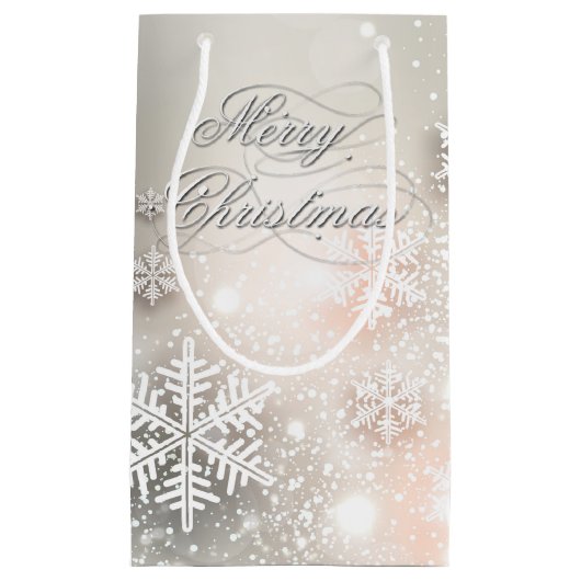 Kerstfeestdag Elegant Snowflake Klein Cadeauzakje (Voorkant)