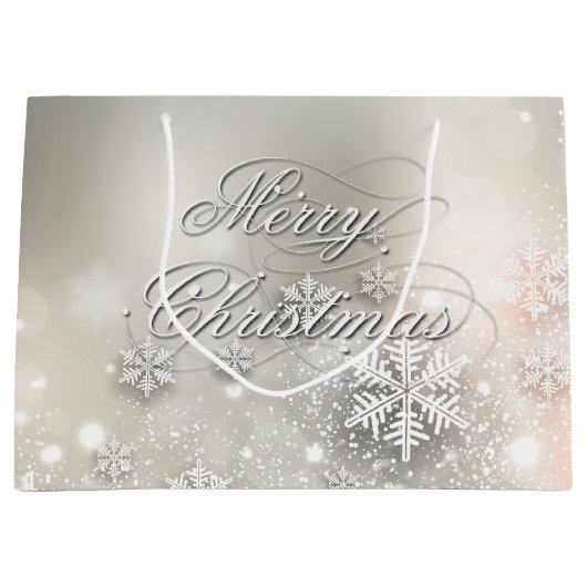 Kerstfeestdag Elegant Snowflake Large Cadeautasje (Voorkant)