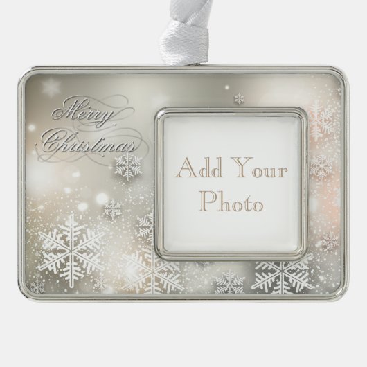 Kerstfeestdag Elegant Snowflake Lijst Ornament (Voorkant)