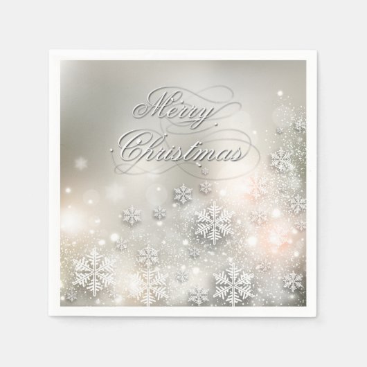 Kerstfeestdag Elegant Snowflake Napkin Servetten (Voorkant)