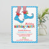 Kerstfeestdag Elf Birthday - uitnodiging (Staand voorkant)