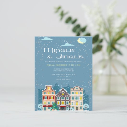 kerstfeestdag en feestdag in jingle kaart (Staand voorkant)