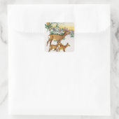  kerstfeestdag en huis in sneeuw vierkante sticker (Tas)