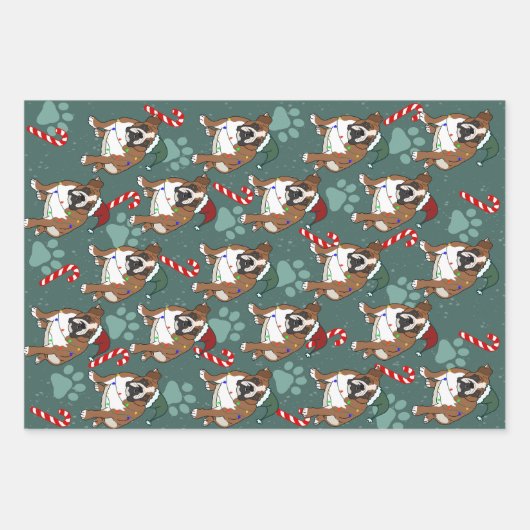 Kerstfeestdag Engelse bulledog Inpakpapier Vel (Voorkant 2)