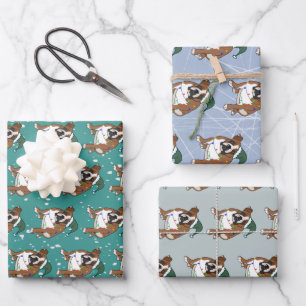 Kerstfeestdag Engelse bulledog Inpakpapier Vel