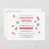 kerstfeestdag favoriete dingen cadeaufeest uitnodiging briefkaart (Voorkant / Achterkant)