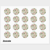 kerstfeestdag - Floral-Berries Ronde Sticker (Vel)