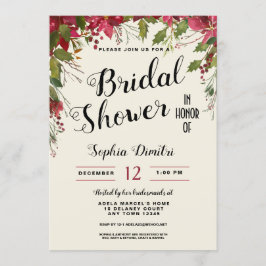 Kerstfeestdag Floral Bridal Showuitnodiging Kaart