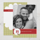 kerstfeestdag foto-monogram feestdagenkaart (Voorkant / Achterkant)