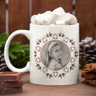 Kerstfeestdag Foto Simple Greenery Circle Extra Grote Beker