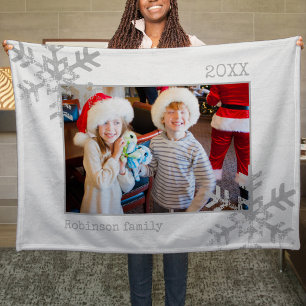 Kerstfeestdag Foto Snowflake White Fleece Deken