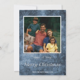 Kerstfeestdag Fotokaart Blauwe sneeuwvlokken Feestdagenkaart