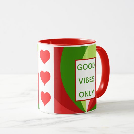 Kerstfeestdag Goede vibes alleen rood groen wit Mok (Voorkant rechts)