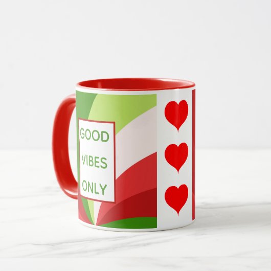 Kerstfeestdag Goede vibes alleen rood groen wit Mok (Voorkant links)