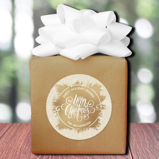 Kerstfeestdag - Gold Ronde Sticker