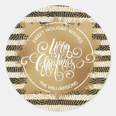 Kerstfeestdag - Gold Ronde Sticker (Voorkant)