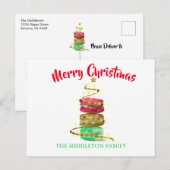 kerstfeestdag goudbomen kleurrijke Macaroons Briefkaart (Voorkant / Achterkant)