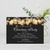 Kerstfeestdag gouden lampjes kaart (Staand voorkant)