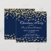 Kerstfeestdag goudglitter Confetti Navy Blue Kaart (Voorkant / Achterkant)