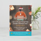 Kerstfeestdag Griffon Dog Ugly Sweater Party Kaart (Staand voorkant)