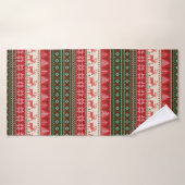 Kerstfeestdag groen rood badhanddoek (Badhanddoek)