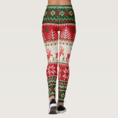 Kerstfeestdag groen rood leggings (Achterkant)