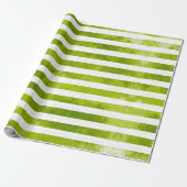 Kerstfeestdag - Groene Stripe Patroon Modern Cadeaupapier (Uitgerold)