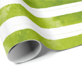 Kerstfeestdag - Groene Stripe Patroon Modern Cadeaupapier (Rol Hoek)