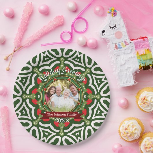 Kerstfeestdag Groetensfamilie Foto Keepomwille Papieren Bordje (Feest)