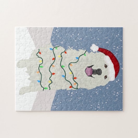 Kerstfeestdag Grote Pyreneeën Legpuzzel (Horizontaal)