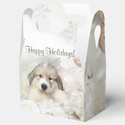 Kerstfeestdag Grote Pyreneeën Pup Waterverf Bedankdoosjes (Geopend)