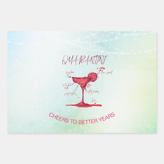 Kerstfeestdag heerst heerlijke cocktail-boom inpakpapier vel (Voorkant 2)